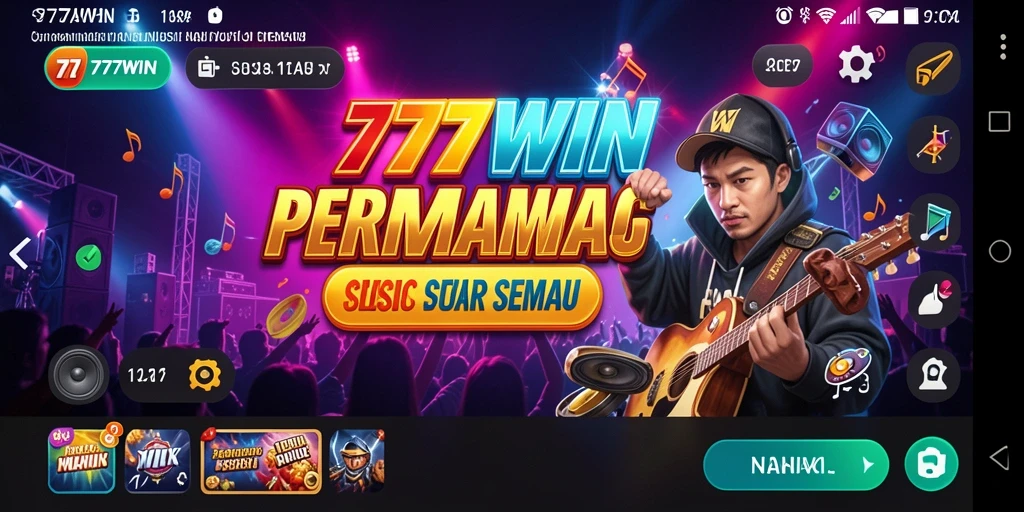 Screenshot menunjukkan gameplay seru dari 777WIN dengan berbagai lagu.