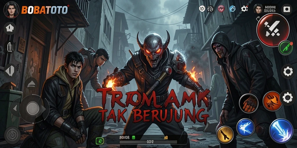 Tampilan gameplay BOBATOTO dengan suasana horror yang menakutkan.