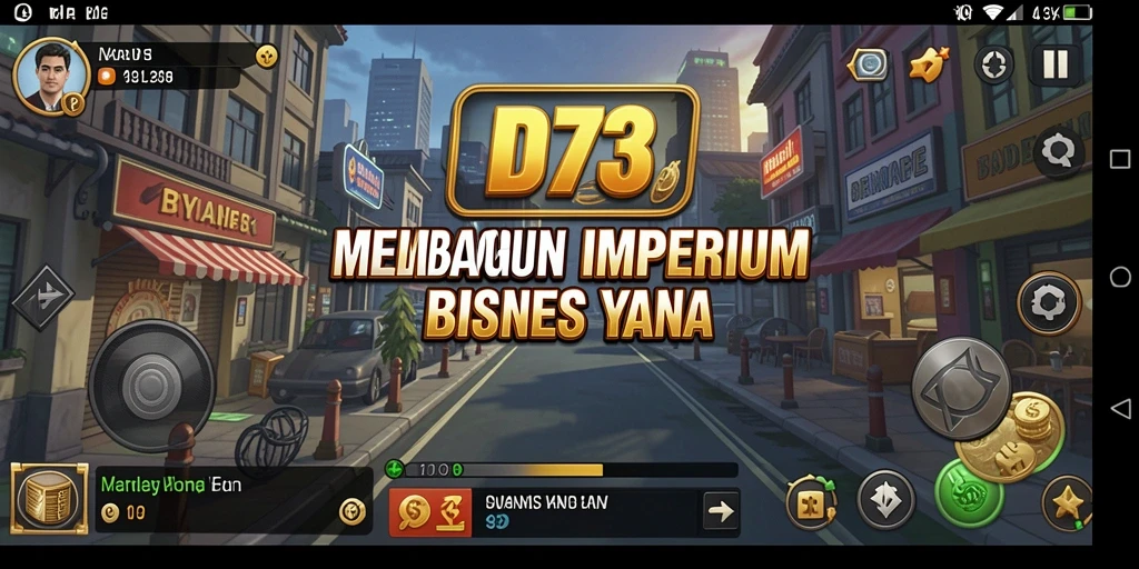 Tampilan gameplay D73 yang menonjolkan aspek manajemen Tycoon.
