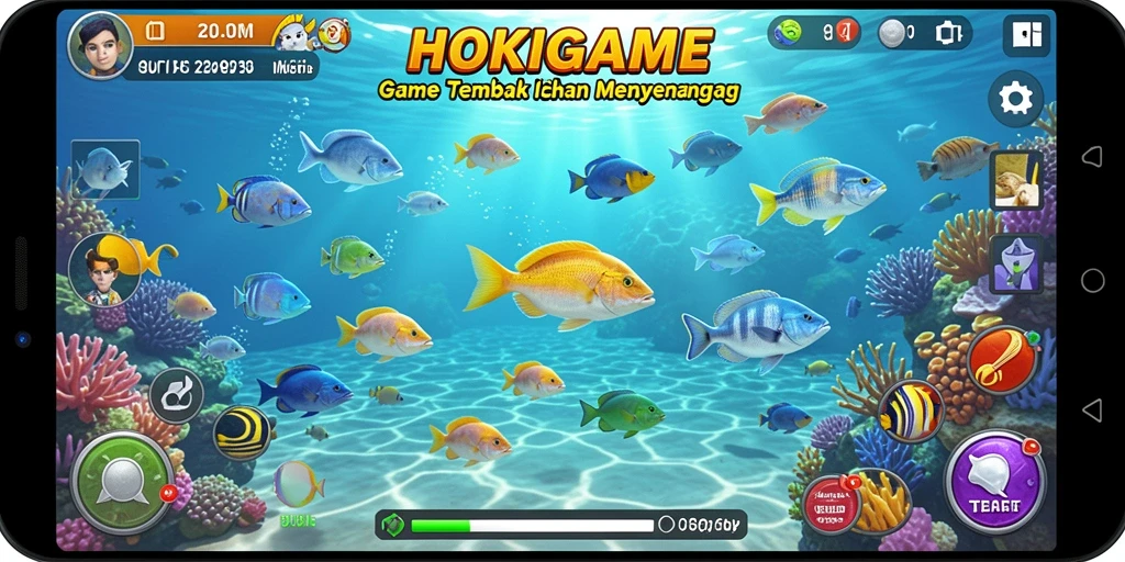 Screenshot HOKIGAME menampilkan aksi menembak ikan yang seru.
