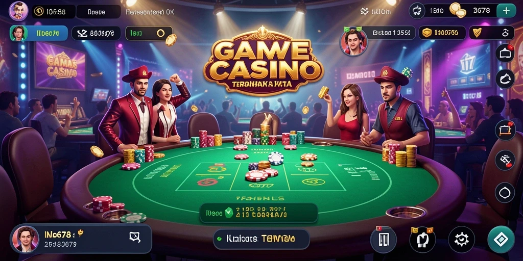 Screenshot gameplay ID678 menunjukkan dealer live berinteraksi dengan pemain di meja permainan.