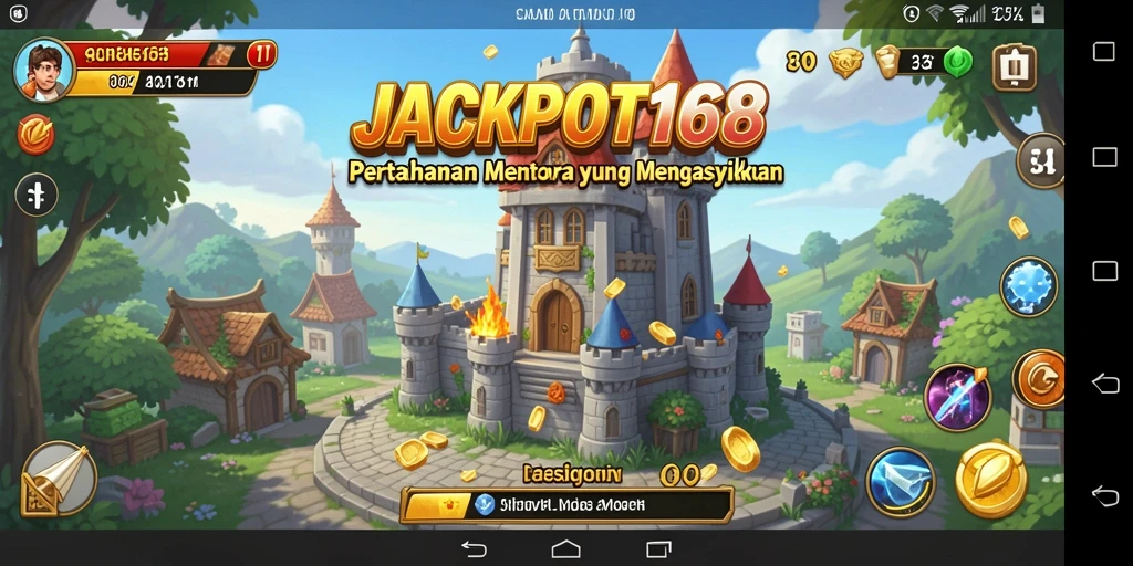 Tampilan menegangkan dalam JACKPOT168 dengan menara yang siap bertempur.
