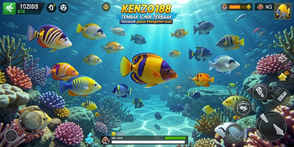Tampilan gameplay seru di KENZO188 saat menembak ikan.