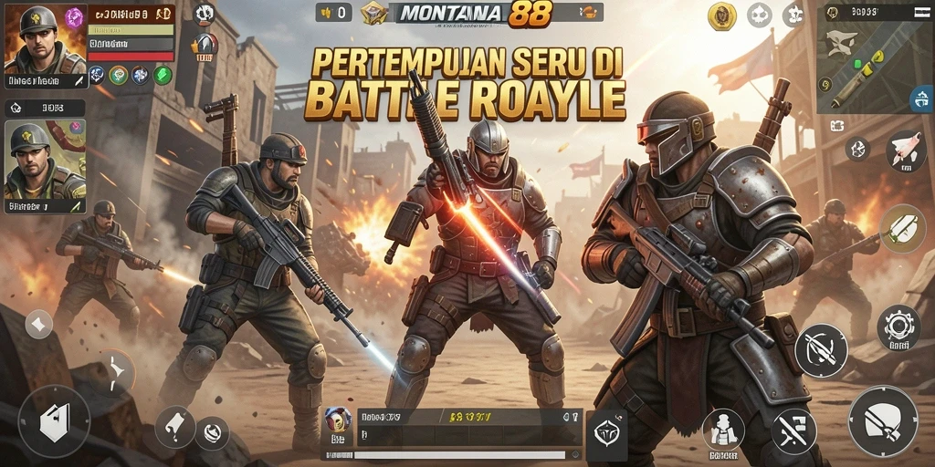 Gameplay seru di MONTANA88 dengan pertempuran Battle Royale yang intens.