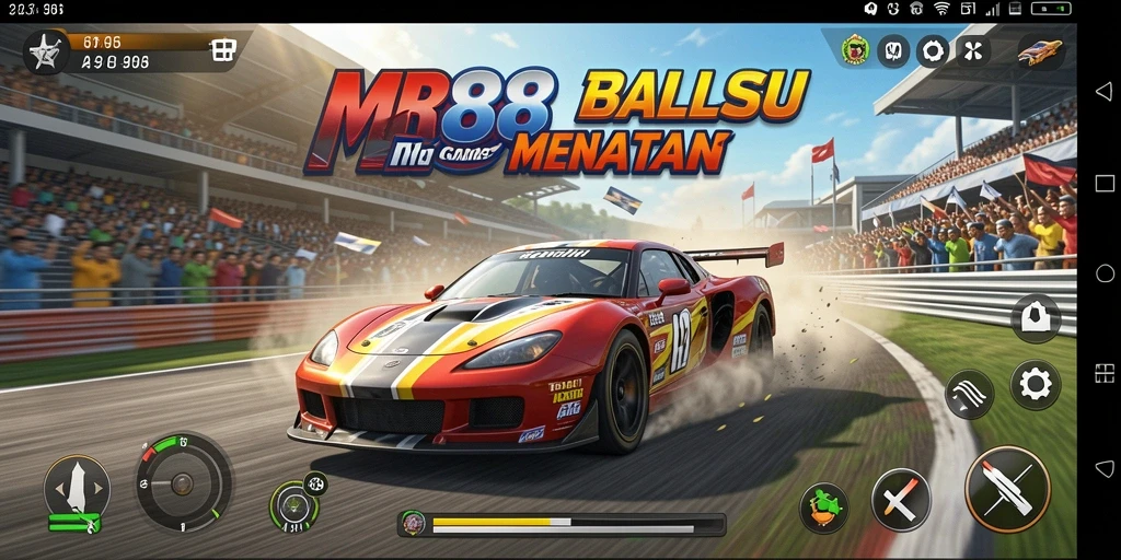 Tampilan gameplay balap yang seru dan mendebarkan di MR888.