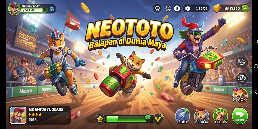 Screenshot NEOTOTO menampilkan aksi balapan yang seru dan mendebarkan.