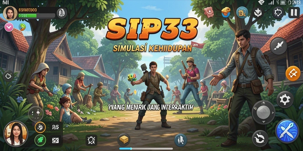 Tampilan gameplay SIP33 yang menampilkan interaksi karakter dan lingkungan.