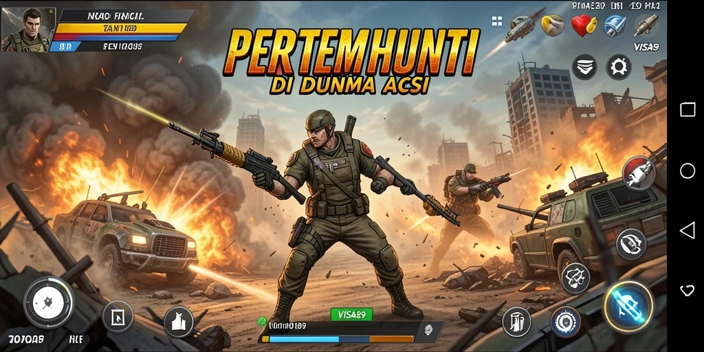 Gameplay seru pasukan melawan musuh dalam VISA89.
